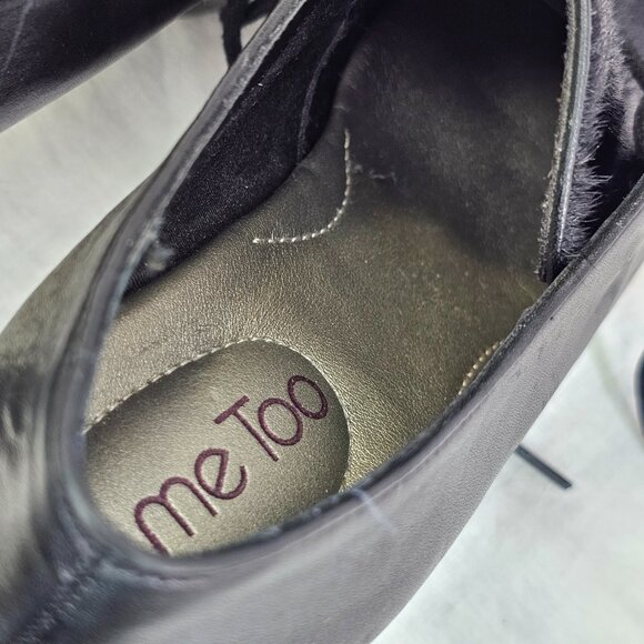 Me Too Lynessa Genuine Leather Chunky Platform Oxford Bootie Pumps 8 Black - Picture 12 of 14